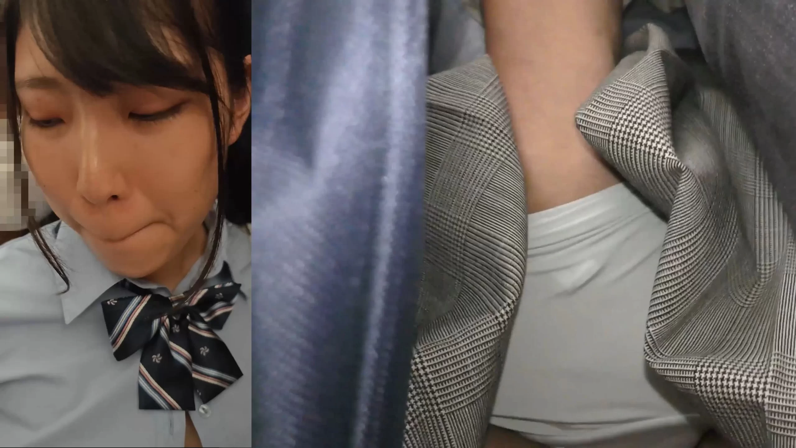 爆乳JKの痴漢画像！パツンパツンに張ったお乳を揉みしだくｗ