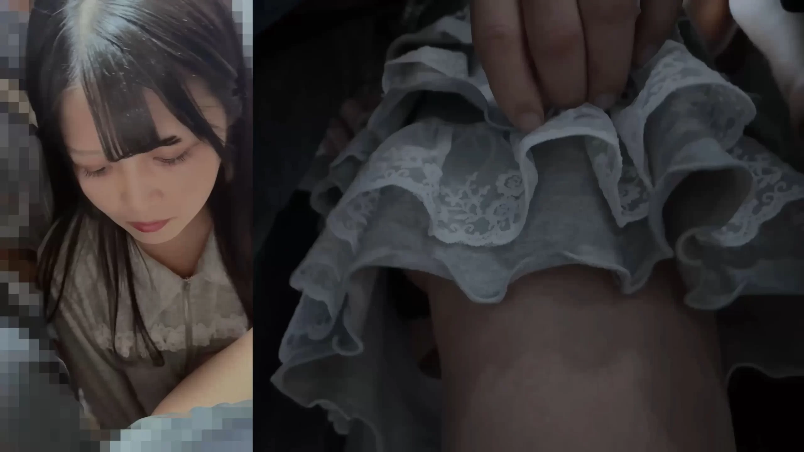 花柄パンティを穿いた美少女が激しい手マンで可愛く喘ぐ長尺痴漢動画！